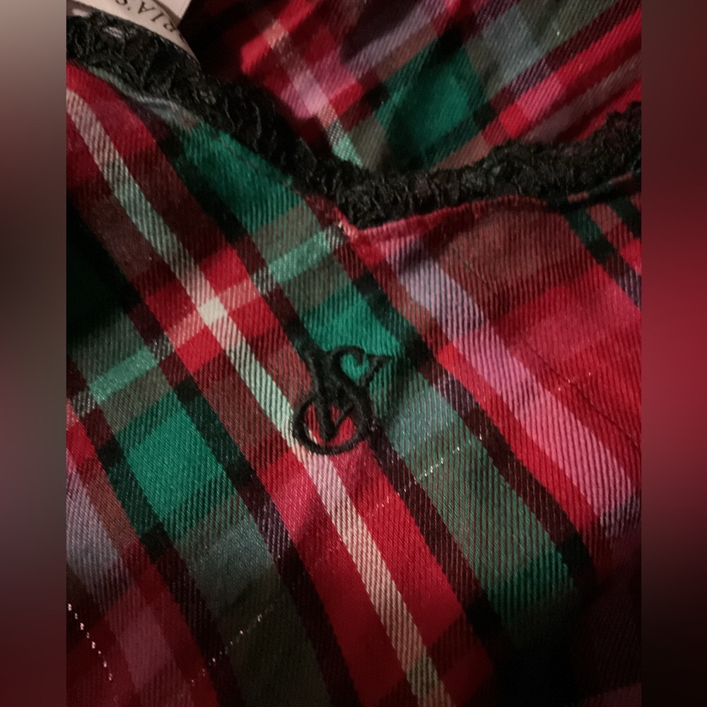 Victoria's Secret Plaid Pajama Nightgown/Slip Dress with a hint of shimmer - Picture 5 of 7